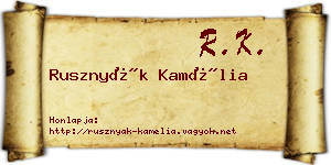 Rusznyák Kamélia névjegykártya